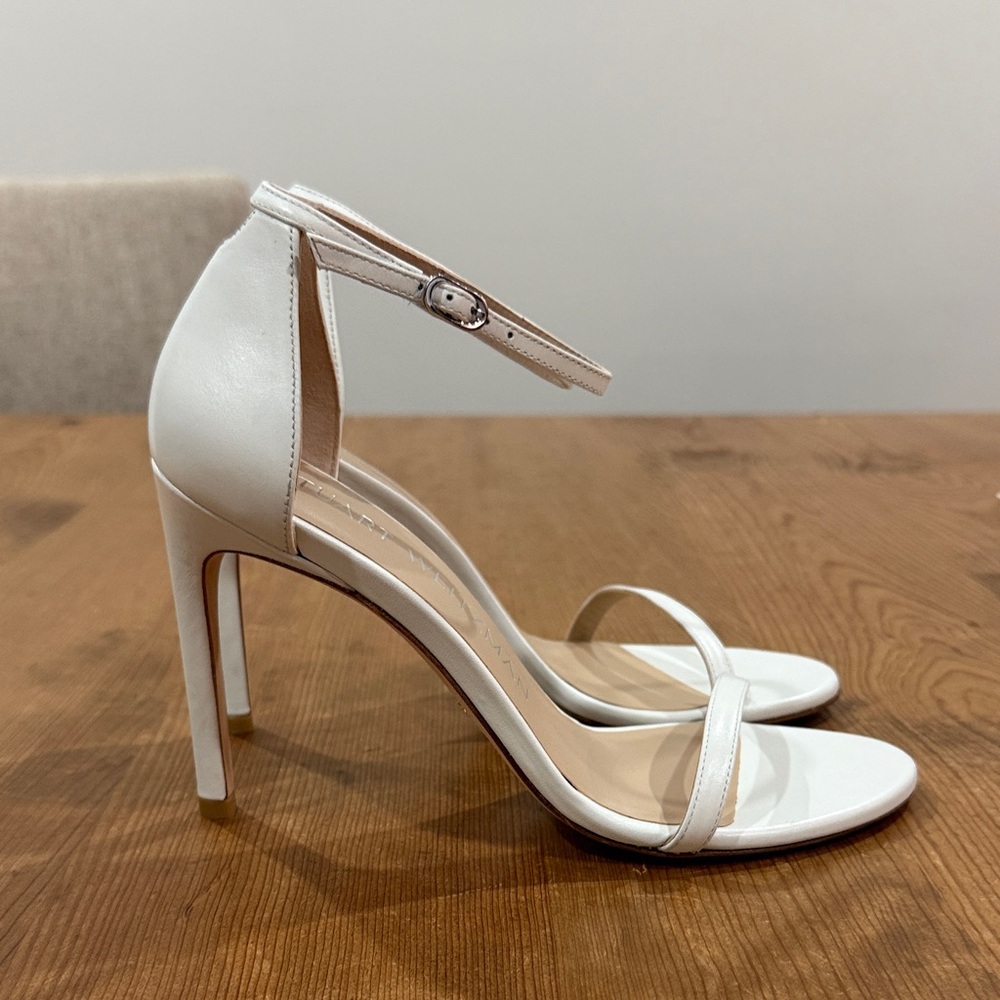 Stuart Weitzman White Sandals (Nudist Song)